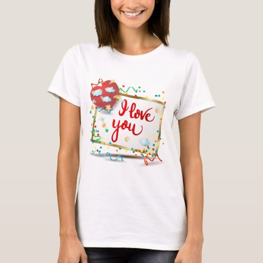 Ik hou van je met rood hart t-shirt (Voorkant)