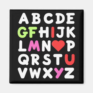 Ik hou van je mijn GF ABC Alphabet Valentijnsdag G Magneet