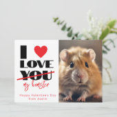 Ik hou van je mijn hamster grappige Valentijnsdag Feestdagenkaart (Staand voorkant)