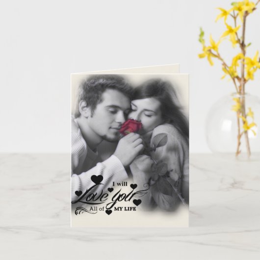 Ik hou van je mijn hele leven - Koppel met rode ro Kaart (Gele Bloem)