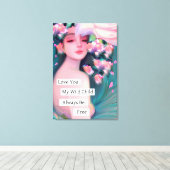 Ik hou van je, mijn wilde kind canvas afdruk (Insitu (Houten vloer))