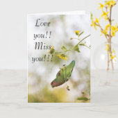 Ik hou van je mis je liefde vogel kaart (Gele Bloem)