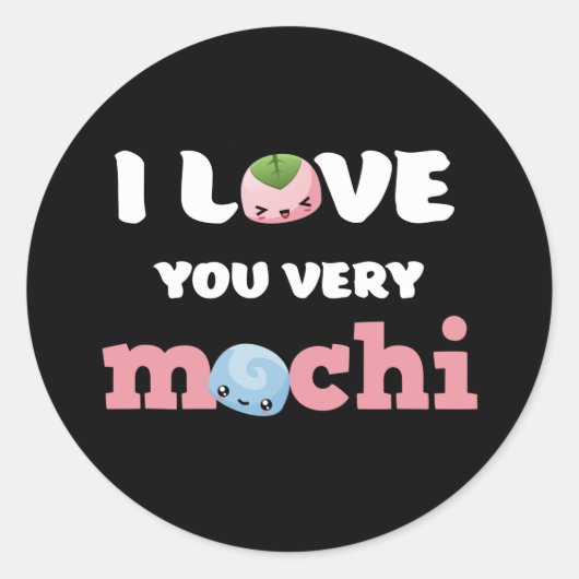 Ik hou van je Mochi Cute Valentijnsdag Punts Ronde Sticker (Voorkant)