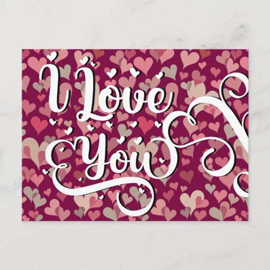 Ik hou van je moderne hart elegant kleurrijk briefkaart (Voorkant)