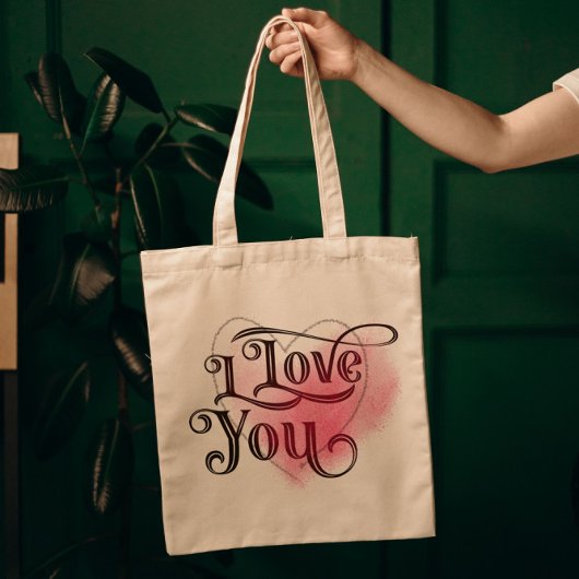 Ik hou van je moderne lichte hart grafische elegan tote bag