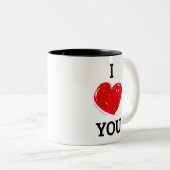 Ik hou van je moderne rode hart | VALENTIJNSDAG Tweekleurige Koffiemok (Voorkant rechts)