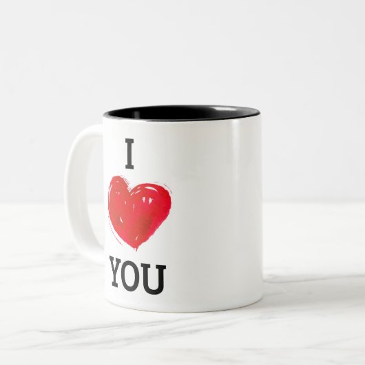 Ik hou van je moderne rode hart | VALENTIJNSDAG Tweekleurige Koffiemok (Voorkant links)