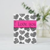 Ik hou van je moderne zwarte en witte doedelzakhar briefkaart (Staand voorkant)