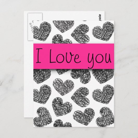 Ik hou van je moderne zwarte en witte doedelzakhar briefkaart (Voorkant / Achterkant)