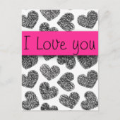 Ik hou van je moderne zwarte en witte doedelzakhar briefkaart (Voorkant)