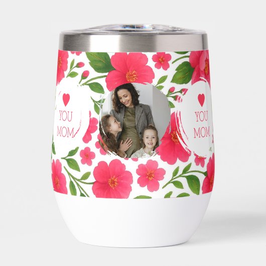 Ik hou van je moeder Bloemen Rode Water Fles (Voorkant)