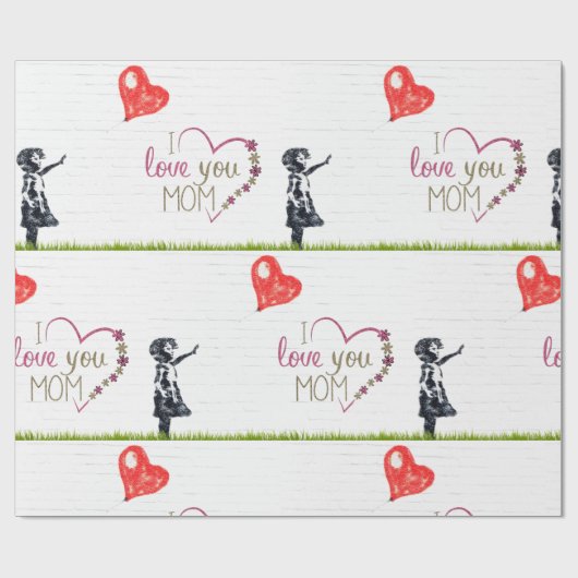 Ik hou van je moeder cadeaupapier (Vlak)