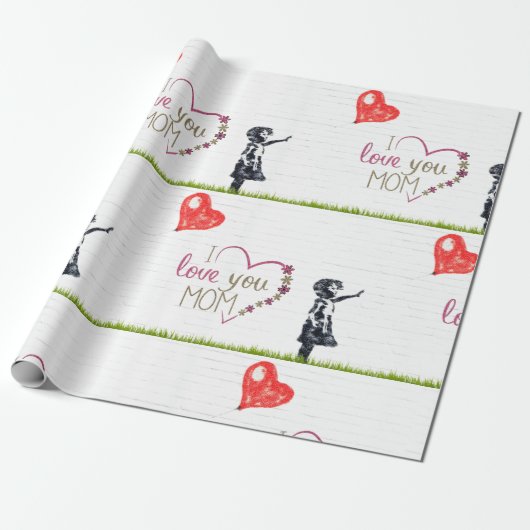 Ik hou van je moeder cadeaupapier (Uitgerold)