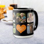 Ik hou van je moeder foto collage gepersonaliseerd koffiemok<br><div class="desc">Voeg 7 foto's toe en creëer een schattige mok van de douane multi-fotocollage net zwarte koffie met een trendy verbrand oranje hart en een kicaluscript voor uw moeder. Gemakkelijk om met uw douane vierkante afbeeldingen, tekst, en handtekening te personaliseren. Het kan een goed doordacht cadeau zijn voor Moederdag, haar verjaardag,...</div>