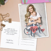 Ik hou van je moeder harttypografie moederdag foto briefkaart