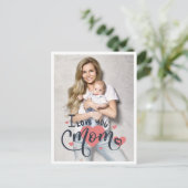 Ik hou van je moeder harttypografie moederdag foto briefkaart (Staand voorkant)