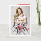 Ik hou van je moeder harttypografie moederdag foto kaart (Voorkant)
