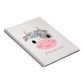 Ik hou van je moeder. Koe met Floral Wreath Notitieboek (Rechterzijde)