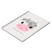 Ik hou van je moeder. Koe met Floral Wreath Notitieboek (Linkerzijde)