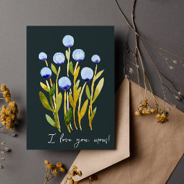 Ik hou van je moeder met minimale blauwe waterverf kaart