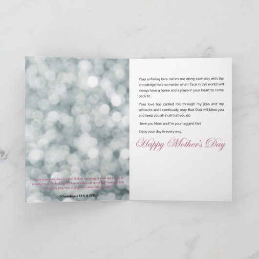 Ik hou van je, moeder – Moederdag Kaart (1 Kor 13: (Binnen)