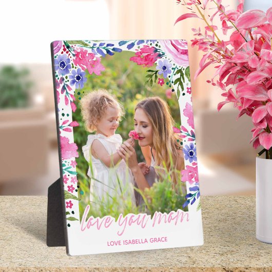 Ik hou van je moeder Moederdag Waterverf Floral Fotoplaat