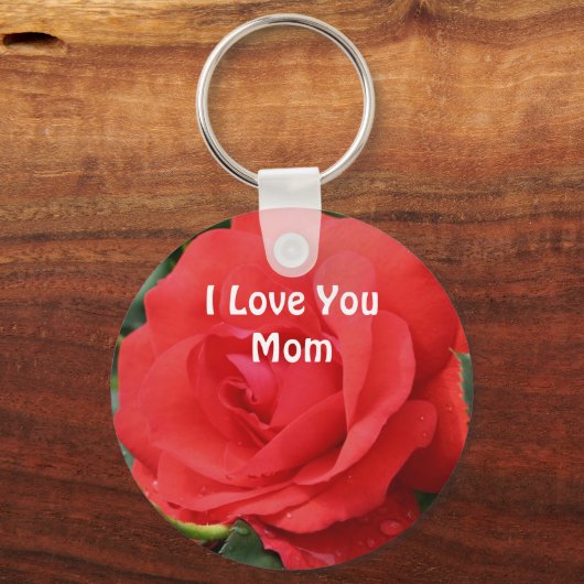 Ik hou van je moeder rode roos bloem sleutelhanger (Voorkant)