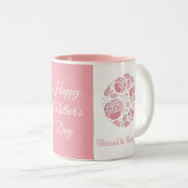 Ik hou van je moeder roze witte Moederdag Tweekleurige Koffiemok (Voorkant rechts)