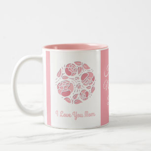 Ik hou van je moeder roze witte Moederdag Tweekleurige Koffiemok