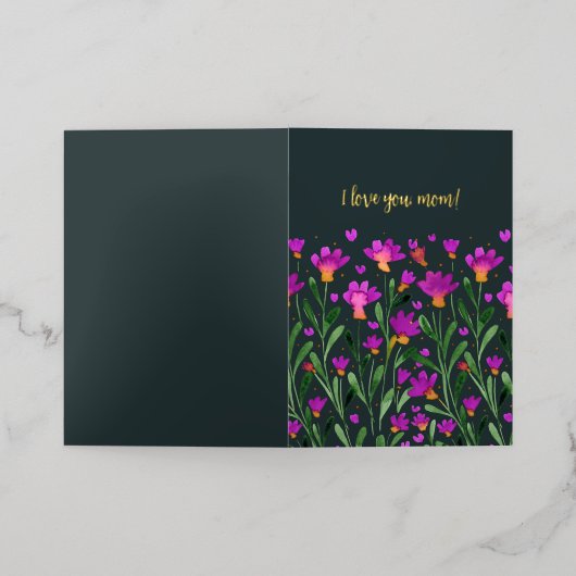 Ik hou van je moeder... vergeet me niet bloemen Mo Folie Feestdagenkaart (Buiten Laag)