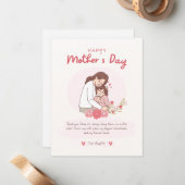 Ik hou van je moeder Wenskaart | Moederdagkaart Notitiekaartje (Voorkant / Achterkant in situ)