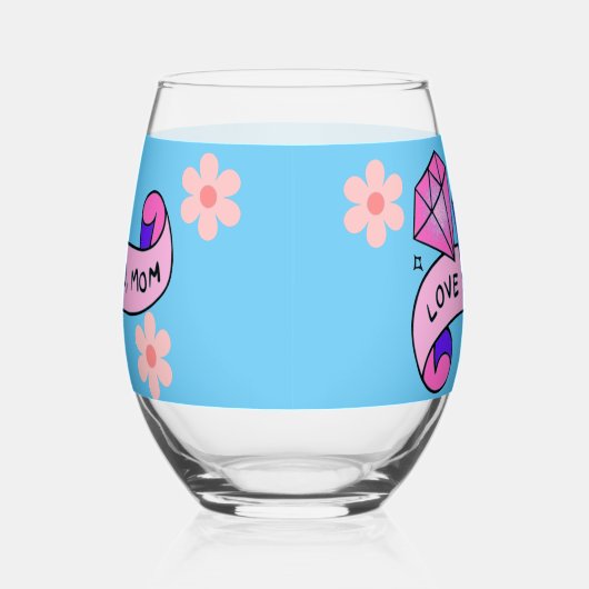 Ik hou van je moeder wijnglas zonder voet (Rechts)