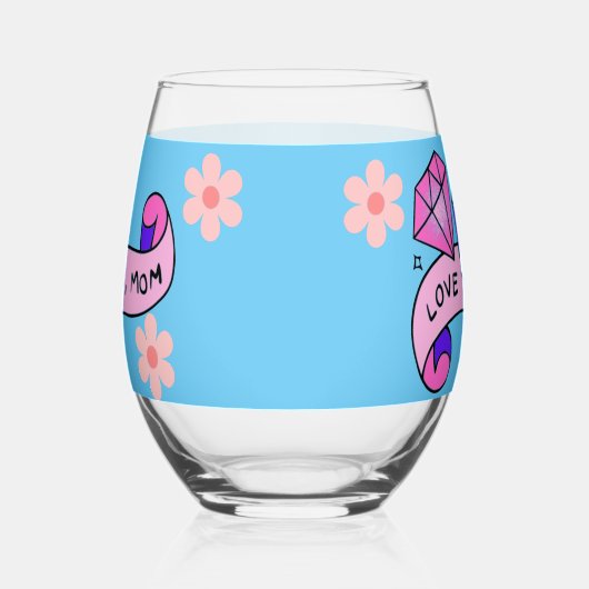 Ik hou van je moeder wijnglas zonder voet (Links)