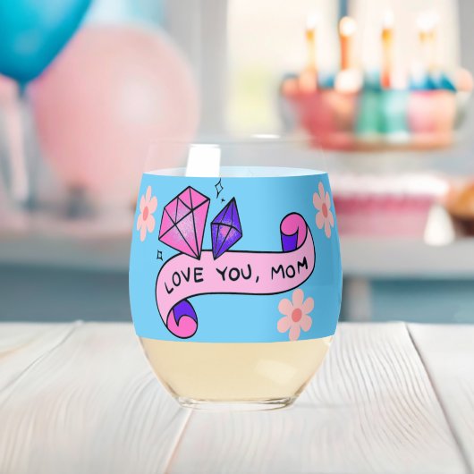 Ik hou van je moeder wijnglas zonder voet (Insitu (Baby Shower))