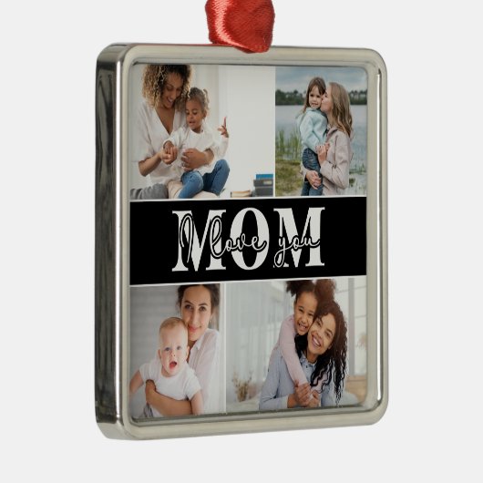 Ik hou van je Moederdag Foto Metal Metalen Ornament (Rechts)