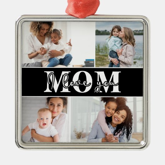 Ik hou van je Moederdag Foto Metal Metalen Ornament (Voorkant)