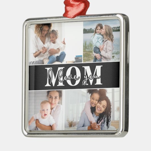 Ik hou van je Moederdag Foto Metal Metalen Ornament (Links)