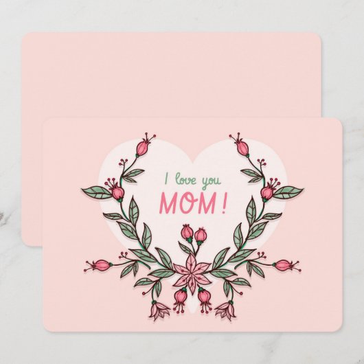 Ik hou van je Moederdag Holiday Kaart (Voorkant / Achterkant)