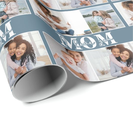 Ik hou van je MOM Moederdag Foto Cadeaupapier (Rol Hoek)