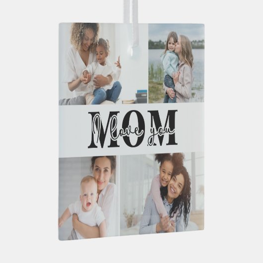 Ik hou van je MOM Moederdag Foto Glas Ornament (Voorkant Rechts)