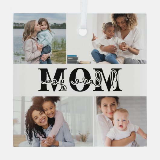 Ik hou van je MOM Moederdag Foto Glas Ornament (Achterkant)