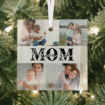 Ik hou van je MOM Moederdag Foto Glas Ornament<br><div class="desc">Cute I Love You Mam Moederdag Foto met kerstversiering bevat vier van je favoriete foto's met de tekst "Ik hou van je moeder" in de moderne zwarte typografie. Ontworpen door ©Evco Studio www.zazzle.com/store/evcostudio</div>