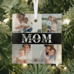 Ik hou van je MOM Moederdag Foto Glas Ornament<br><div class="desc">Cute I Love You Mam Moederdag Foto Kerstversiering bevat vier van je favoriete foto's met de tekst "Ik hou van je moeder" in de moderne witte typografie. Ontworpen door ©Evco Studio www.zazzle.com/store/evcostudio</div>