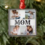 Ik hou van je MOM Moederdag Foto Metalen Ornament<br><div class="desc">Cute I Love You Mam Moederdag Foto met kerstversiering bevat vier van je favoriete foto's met de tekst "Ik hou van je moeder" in de moderne zwarte typografie. Ontworpen door ©Evco Studio www.zazzle.com/store/evcostudio</div>