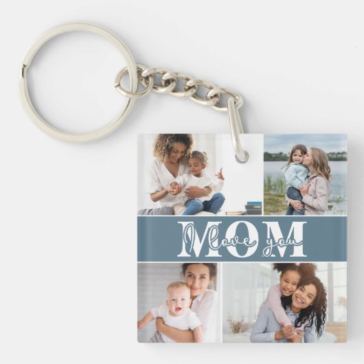 Ik hou van je MOM Moederdag Foto Sleutelhanger (Voorkant)
