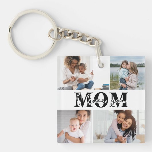 Ik hou van je MOM Moederdag Foto Sleutelhanger (Voorkant)