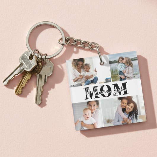 Ik hou van je MOM Moederdag Foto Sleutelhanger