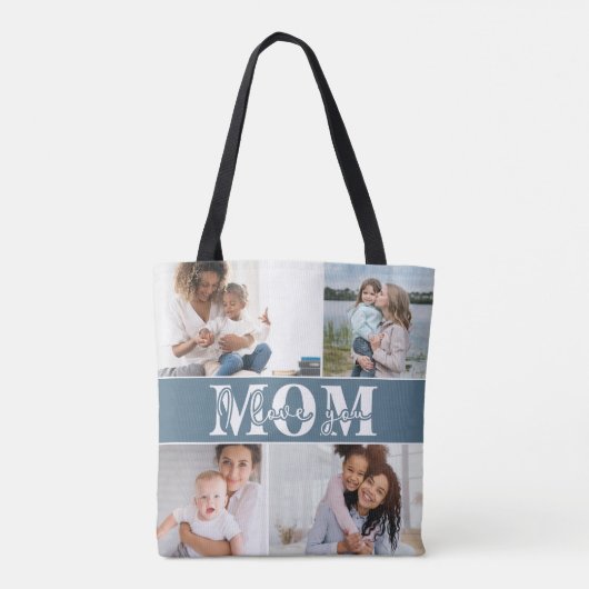 Ik hou van je MOM Moederdag Foto Tote Bag (Achterkant)