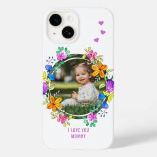 IK HOU VAN JE MOMMY Foto kleurrijke Floral Modern Case-Mate iPhone 14 Hoesje