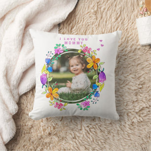 IK HOU VAN JE MOMMY Foto kleurrijke Floral Modern Kussen